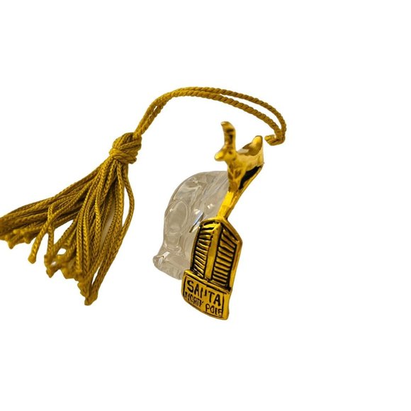 Gorham Santa’s Roadstar Full Lead Crystal Ornament Antique Gold - Picture 5 of 7